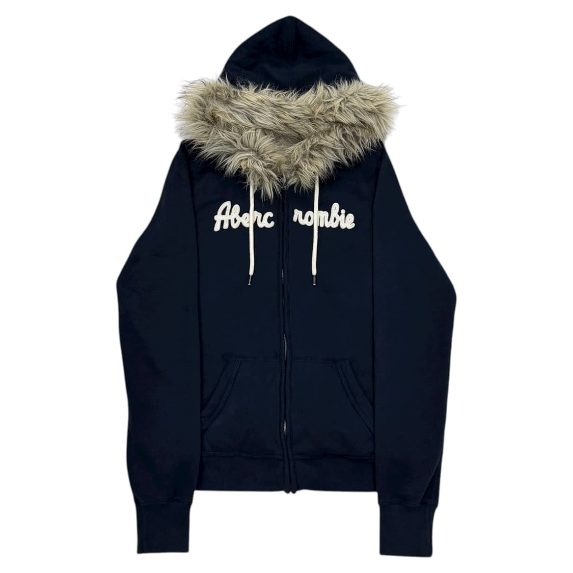 아베크롬비 빈티지 희귀 네이비 울프죠 퍼 Y2K 갸루 후드집업 자켓 L 상품이미지1