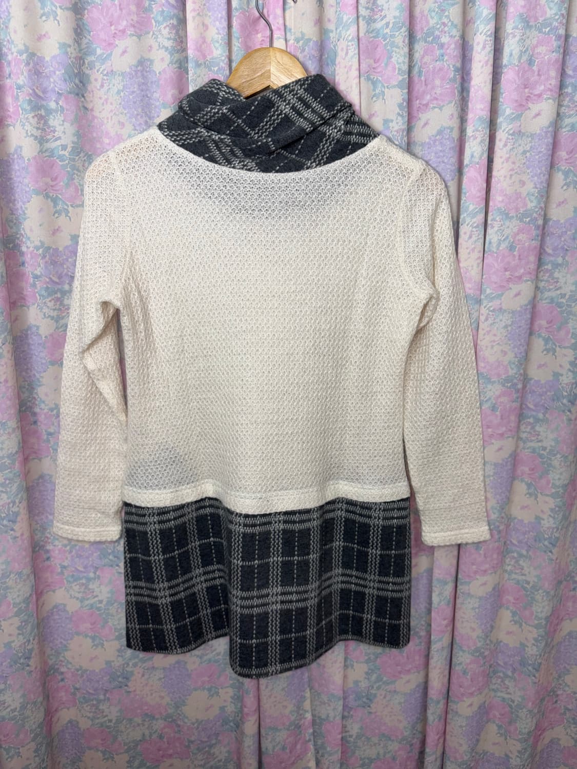 아이보리 체크 레이어드 니트 상품이미지6