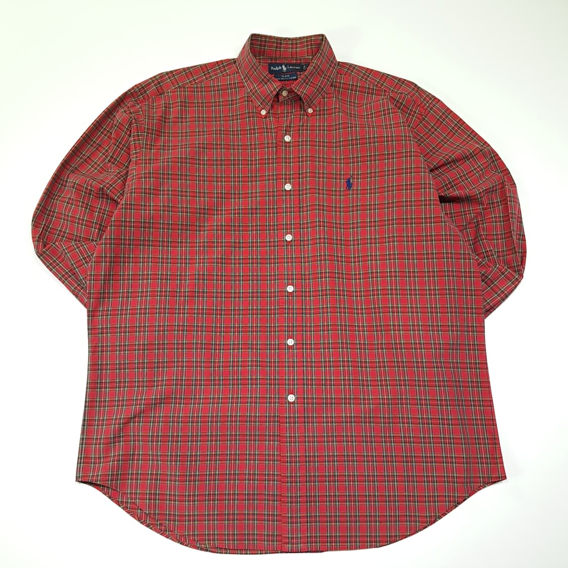 CL814 L 폴로 90s 홍콩판 버튼다운 레드 클래식 타탄체크 셔츠  상품이미지1