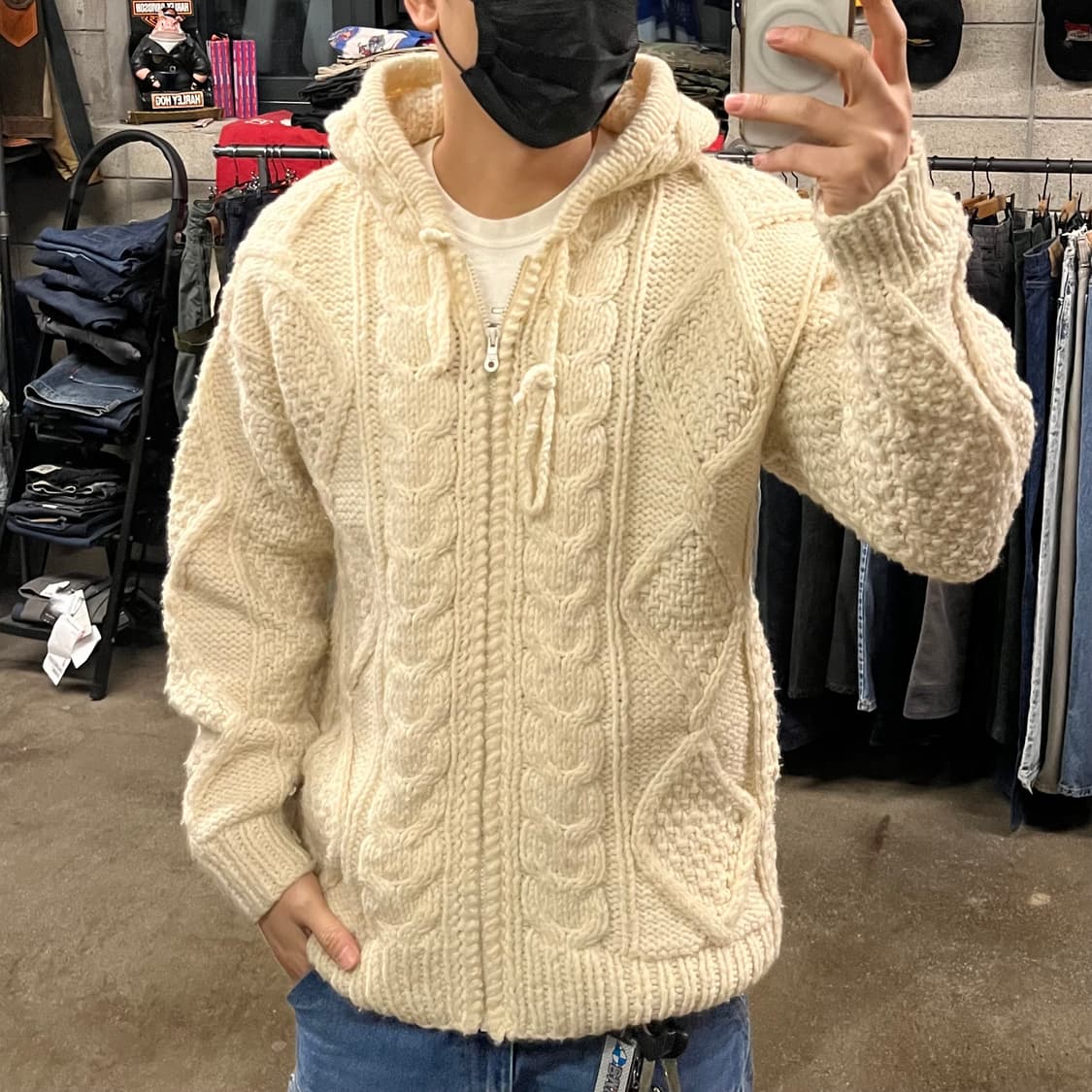 빈티지 피셔맨 울 니트 후드 집업 (105) 상품이미지7