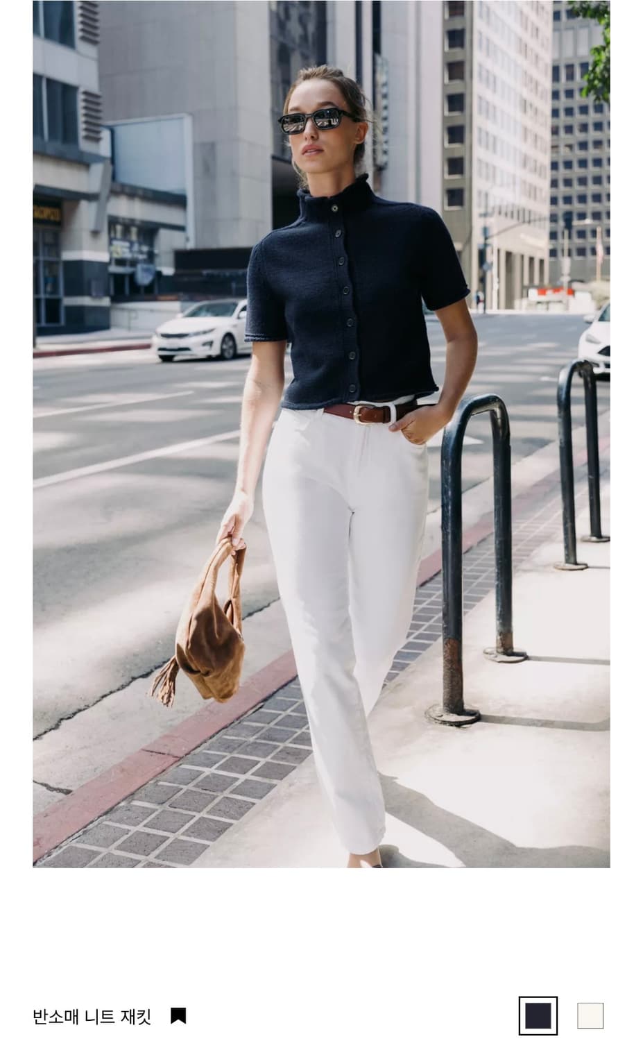 자라 반소매 니트 재킷 네이비 상품이미지1