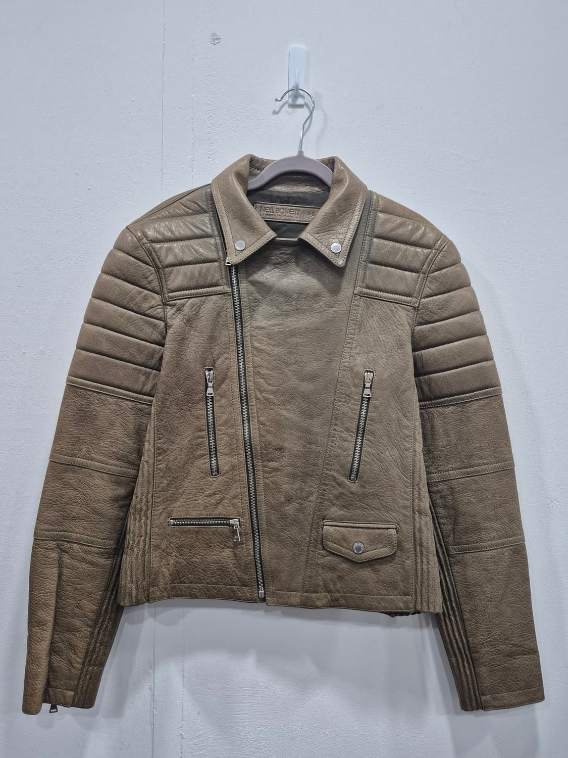 닐바렛 양가죽 브라운 레더  바이커 자켓 남성 90~95사이즈 상품이미지1