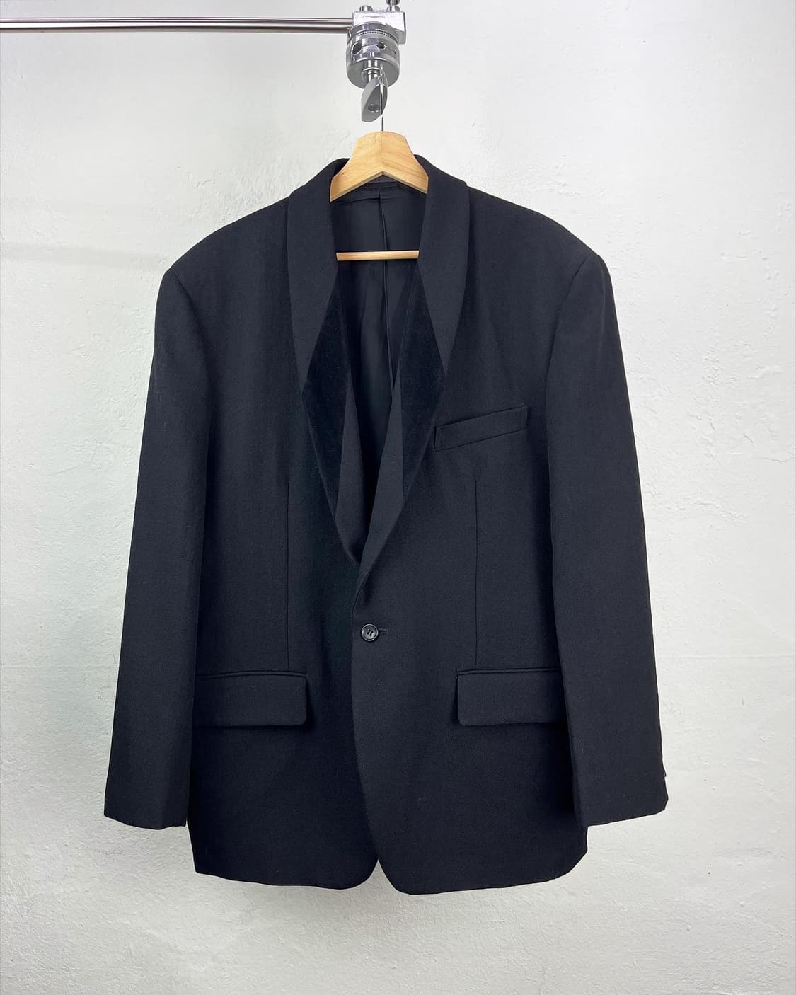 꼼데 옴므 플러스 블랙 1990 원버튼 턱시도 블레이져 상품이미지1