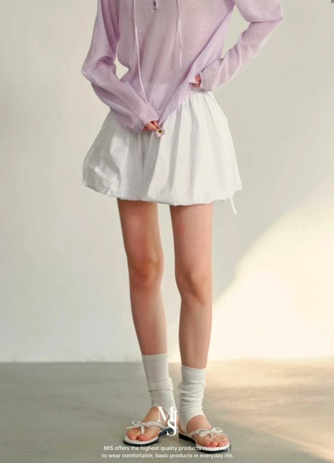 무드인사이드 우먼 사이드 리본 벌룬 미니 스커트 상품이미지1