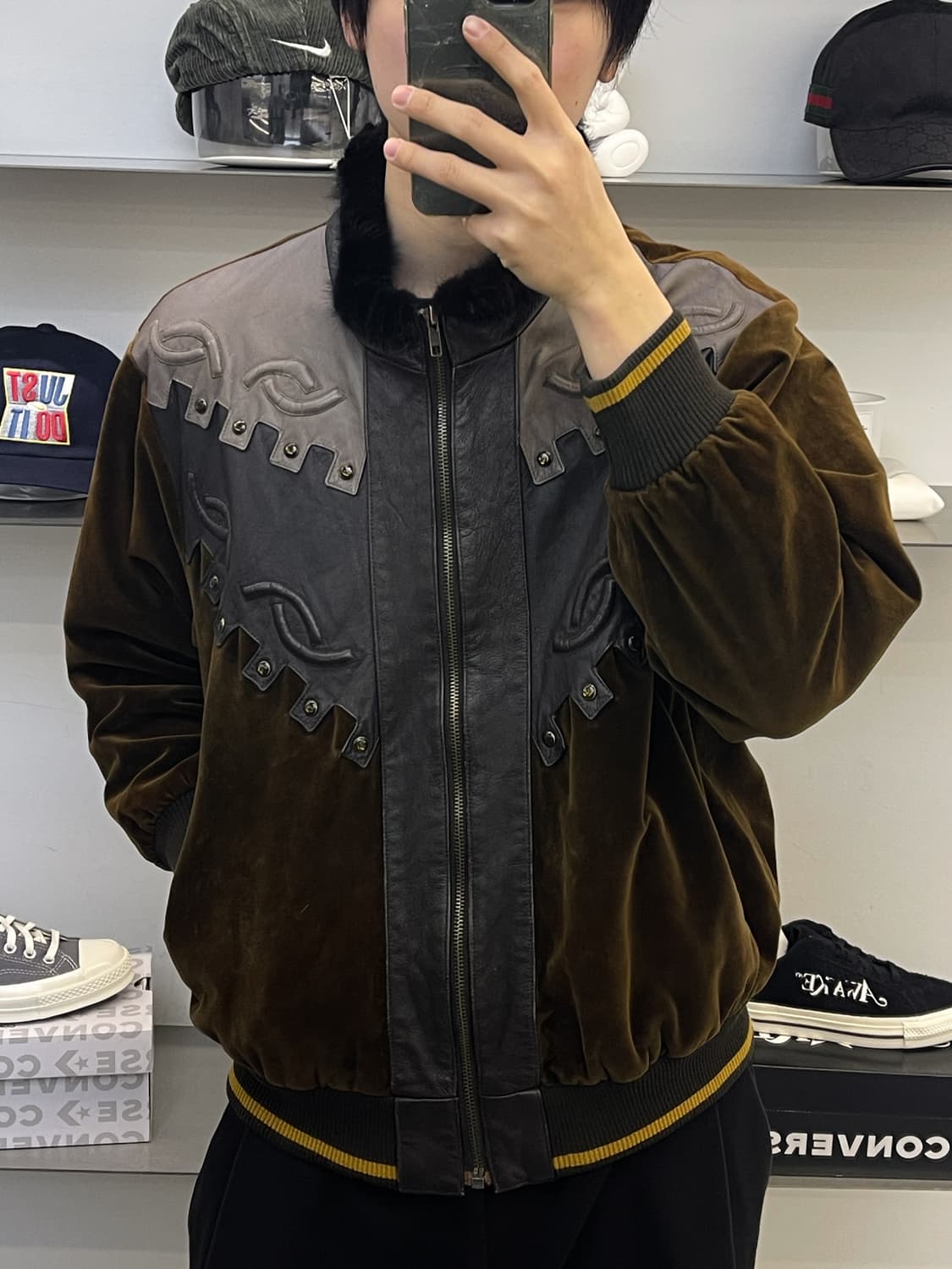 Raglan 90s 웨스턴 레더 벨루어 자켓 상품이미지1