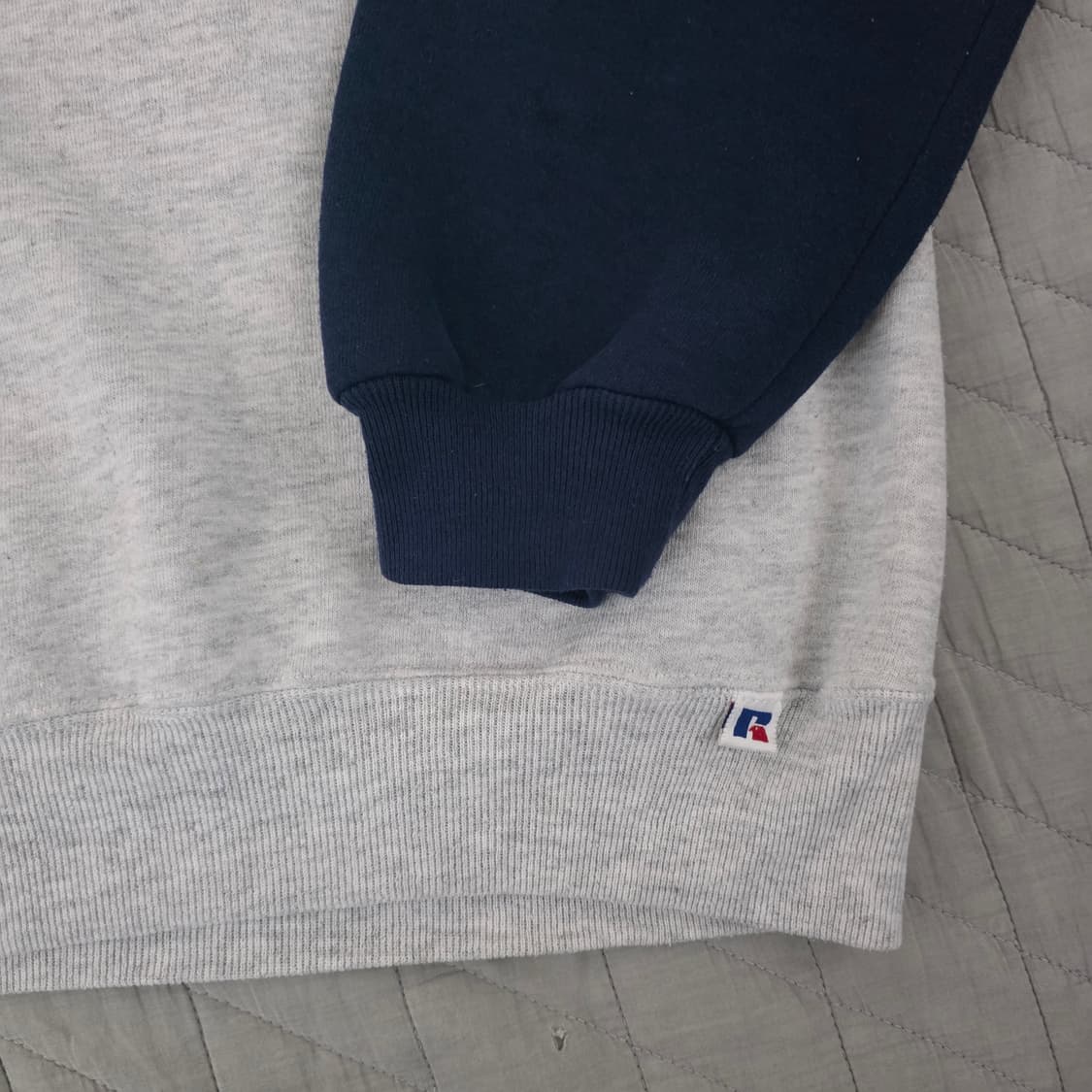 [XL] 90s 빈티지 러셀 애슬레틱 투톤 후드티 그레이/네이비 상품이미지7