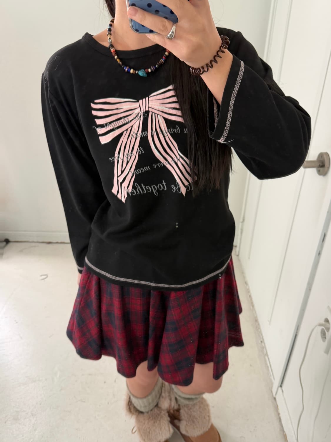 일본빈티지 리본 롱슬리브 상품이미지1