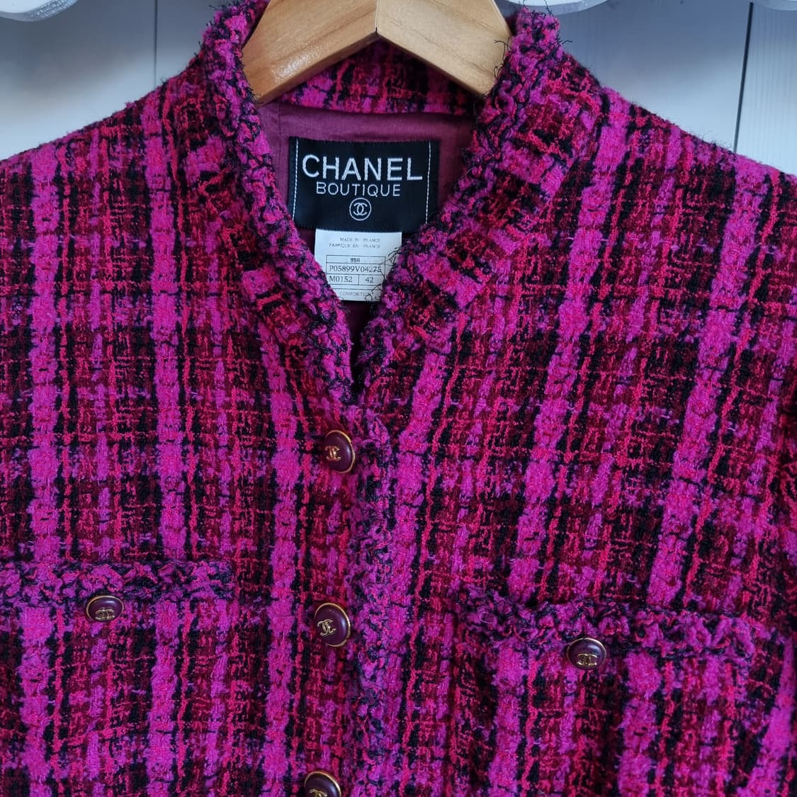 CHANEL샤넬트위드자켓 핫핑크 체크 상품이미지2
