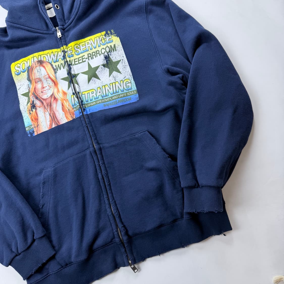 이이이알알알(EEERRR) 아트워크 데미지 워싱 후드집업 상품이미지5