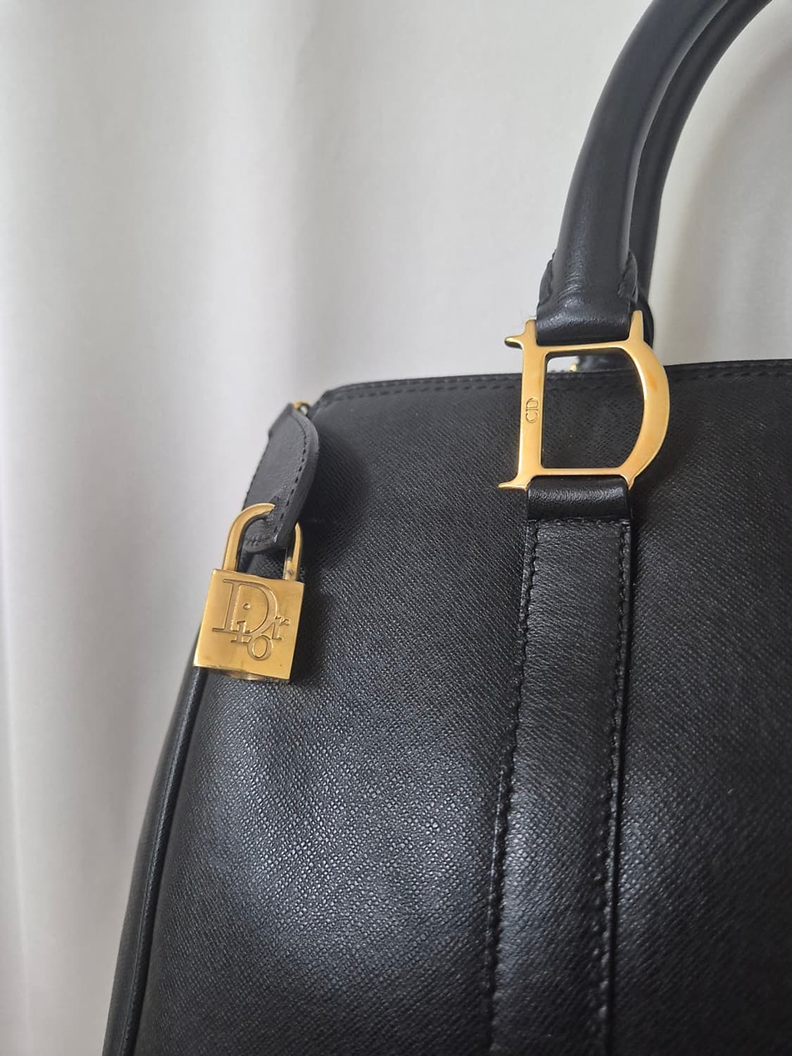 디올(DIOR) D링 레더 블랙 보스턴백 토트백 빈티지가방 상품이미지3
