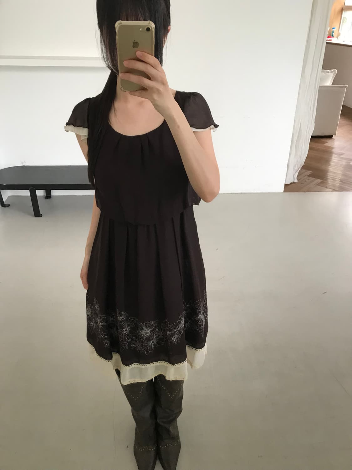 vintage brown pattern one-piece 상품이미지2