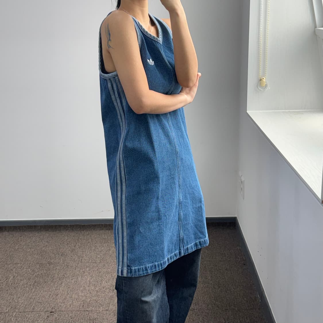 Adidas 아디다스 파이어로고 트랙탑 데님 원피스 상품이미지2