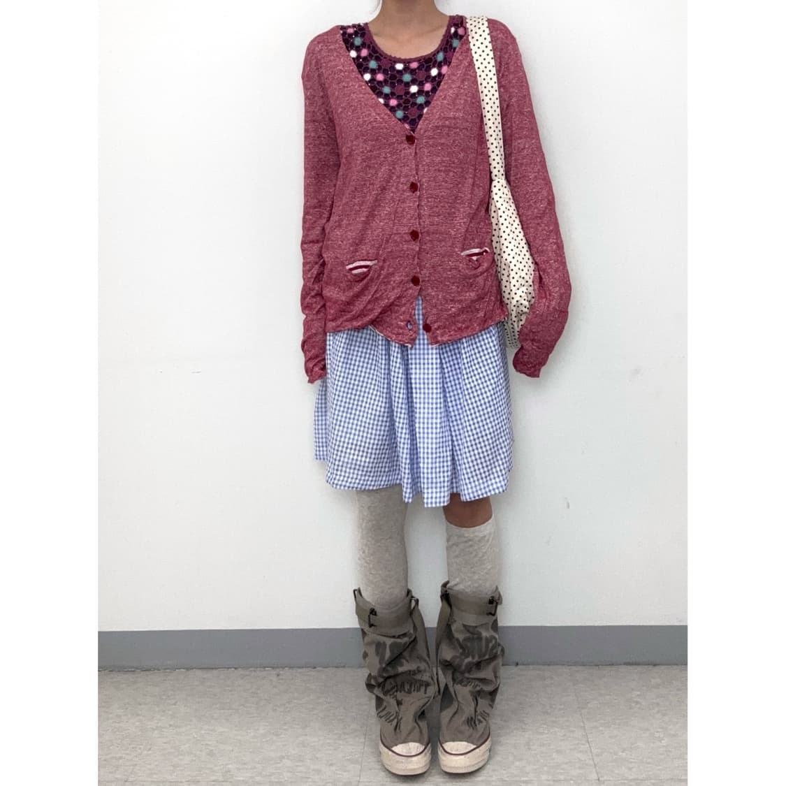 빈티지 블루 체크 스커트 상품이미지1