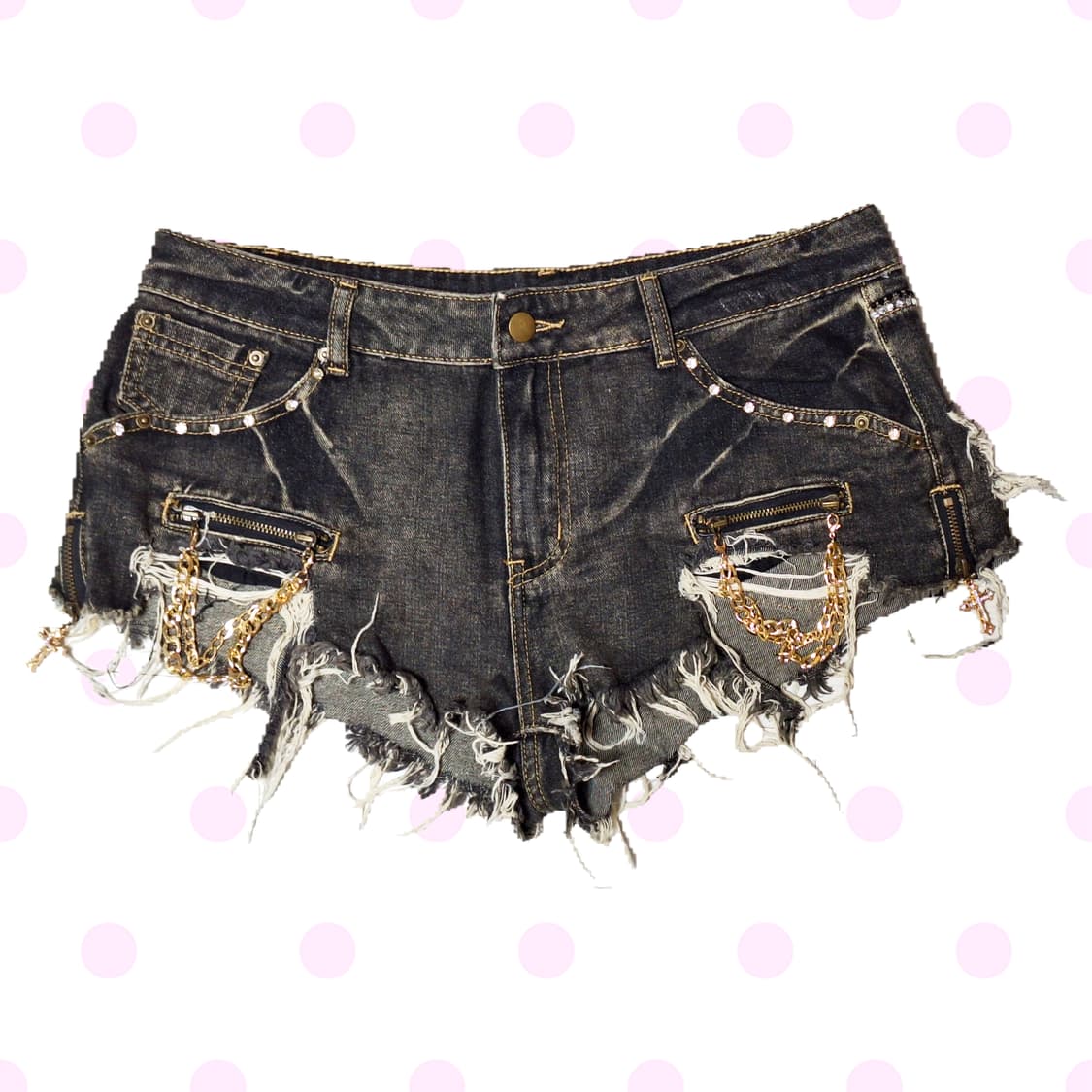 갸루 크로스 체인 숏팬츠 set / 다이아 st 오네갸루 울프죠 라떼갸루 상품이미지2