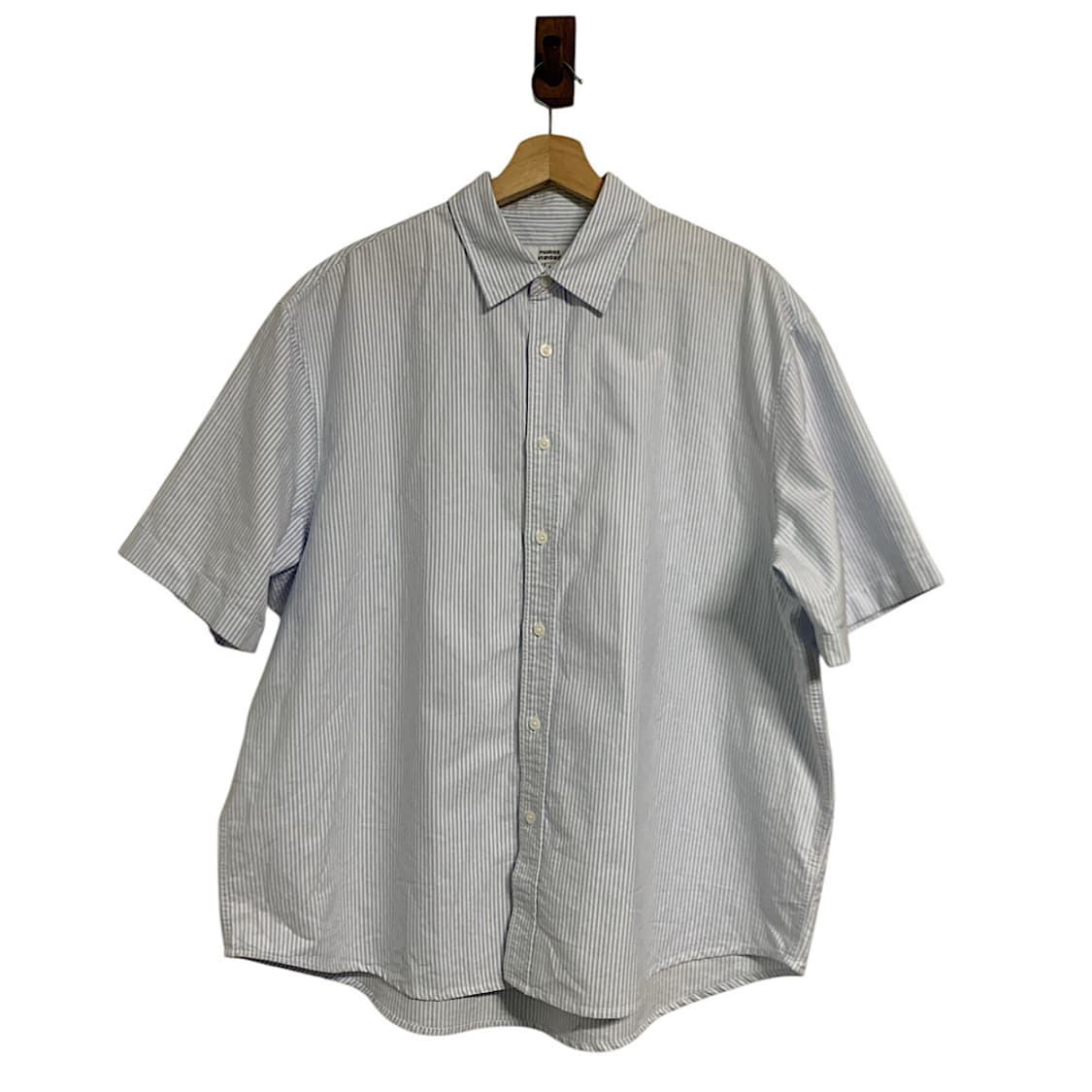 무신사 스탠다드 오버핏 옥스포드 스트라이프 반팔 셔츠 L 상품이미지1