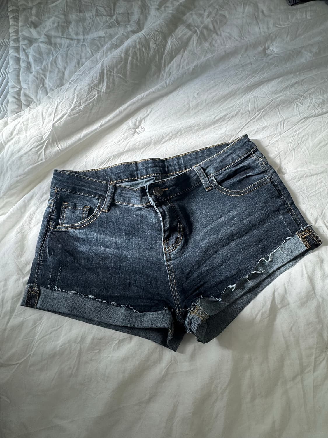 빈티지 워싱 진청 롤업 데님 숏팬츠🐰💙 상품이미지5