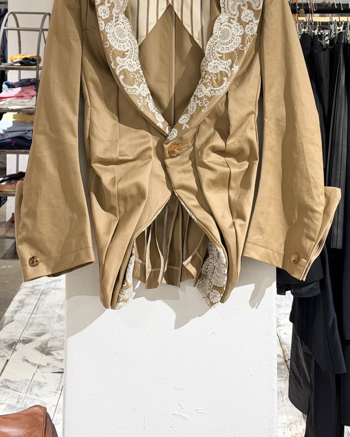 준야 와타나베 베이지 07ss 자수 캔버스 블레이저  상품이미지5