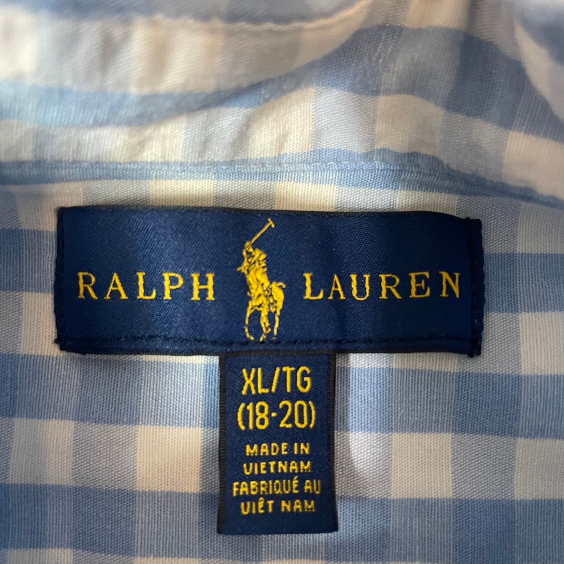 폴로랄프로렌 네이비로고 블루 깅엄 체크 셔츠 XL 상품이미지4