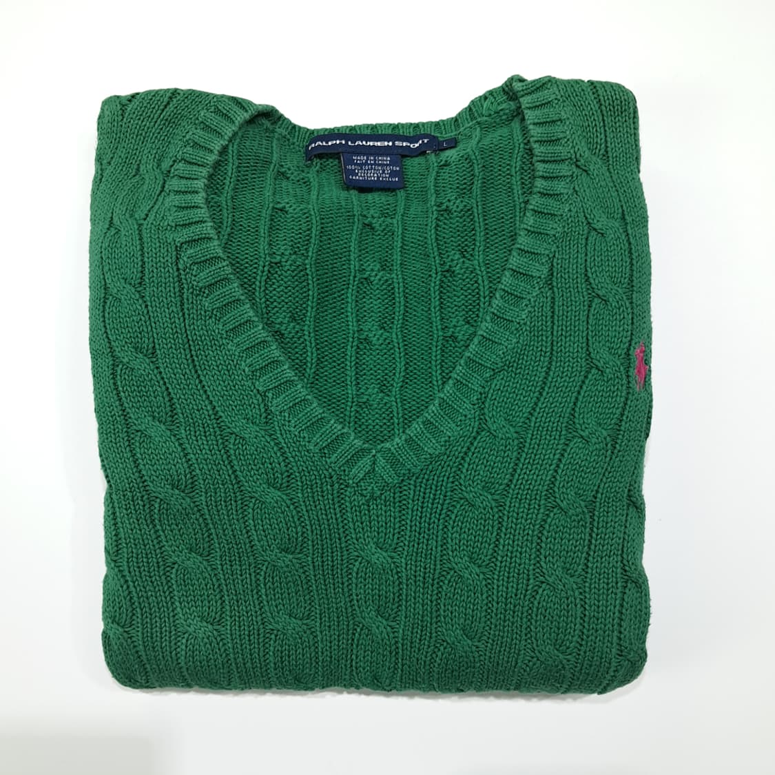 CL022 L 랄프로렌 스포츠 코튼 케이블 V넥 니트 상품이미지7