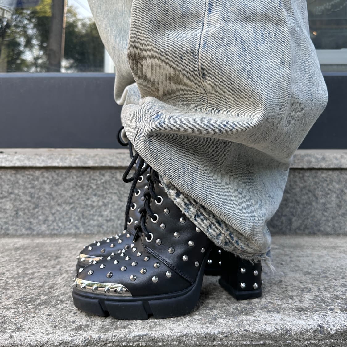 00s 지아니 비니 레더 스파이크 스터드 플랫폼 부츠 상품이미지9