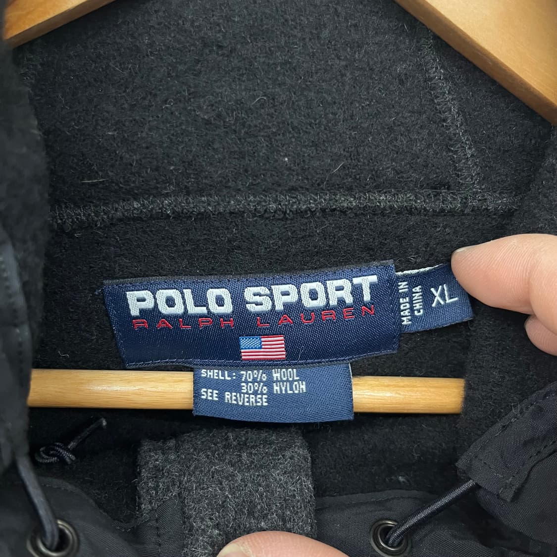 폴로 블랙 울 아노락 후드티 남xl 상품이미지4