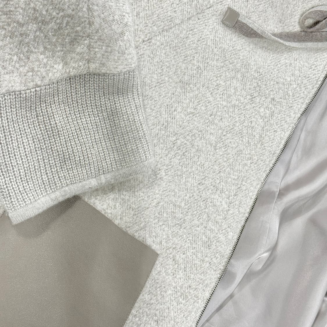 쁘렝땅 알파카 울 집업 후드 코트 상품이미지3