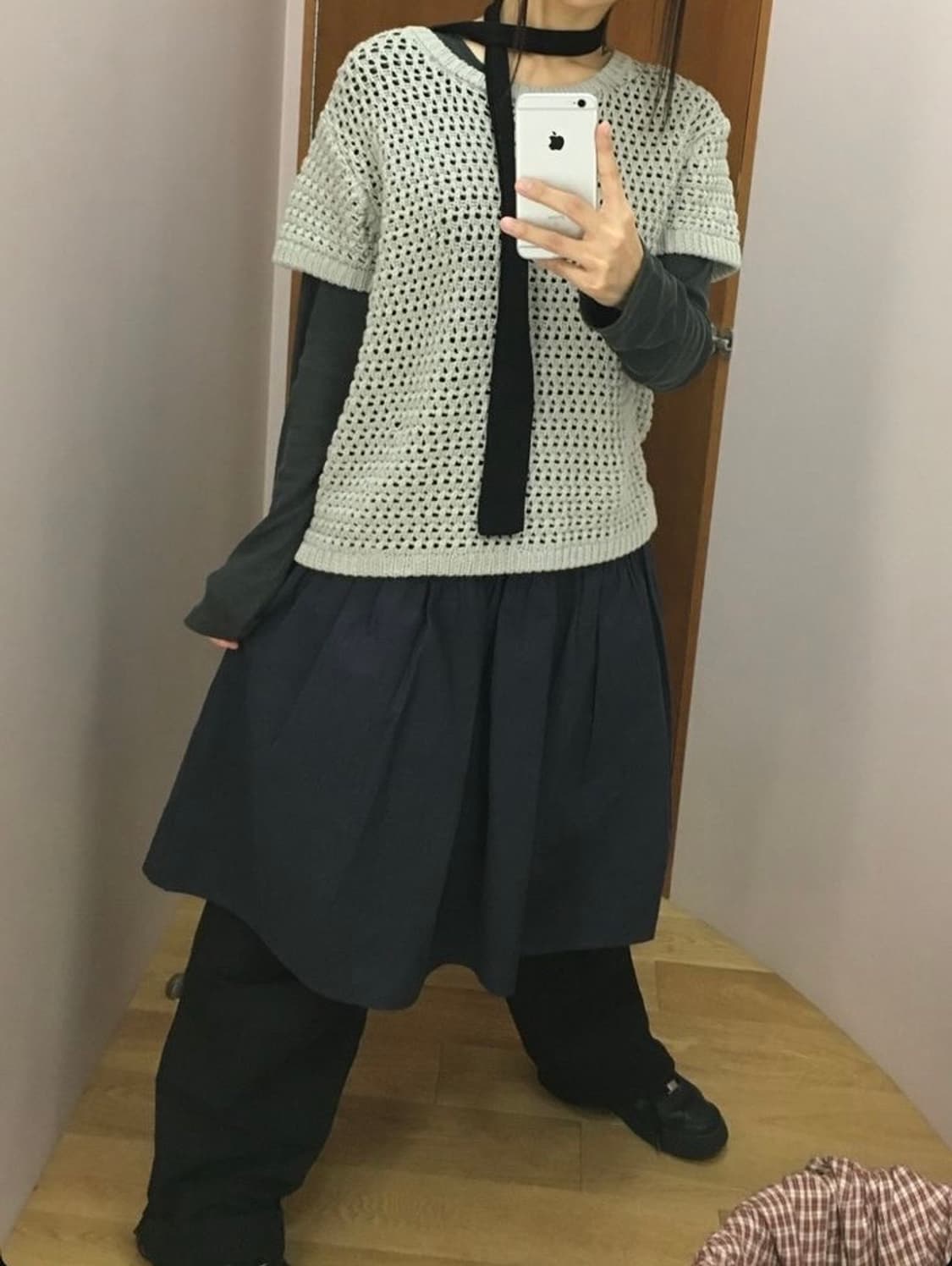 코이세이오 2way 셔링 원피스 블루 차콜 상품이미지5