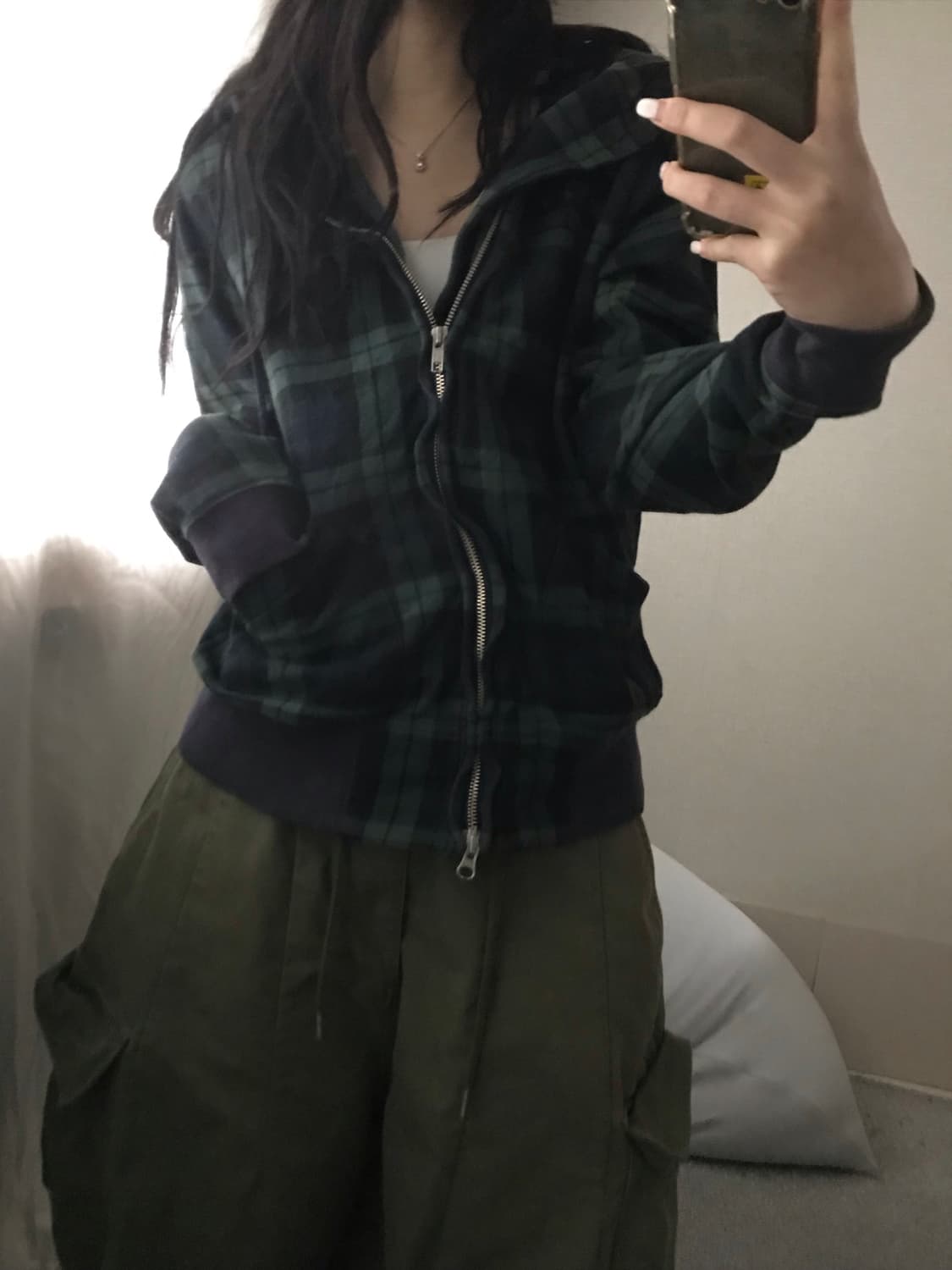 빔즈 체크 사선 후드집업 상품이미지2