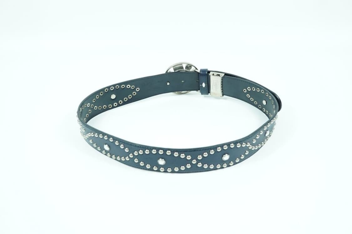 쥬얼리 젬스톤 버클 스터드 블루 레더 벨트 상품이미지3