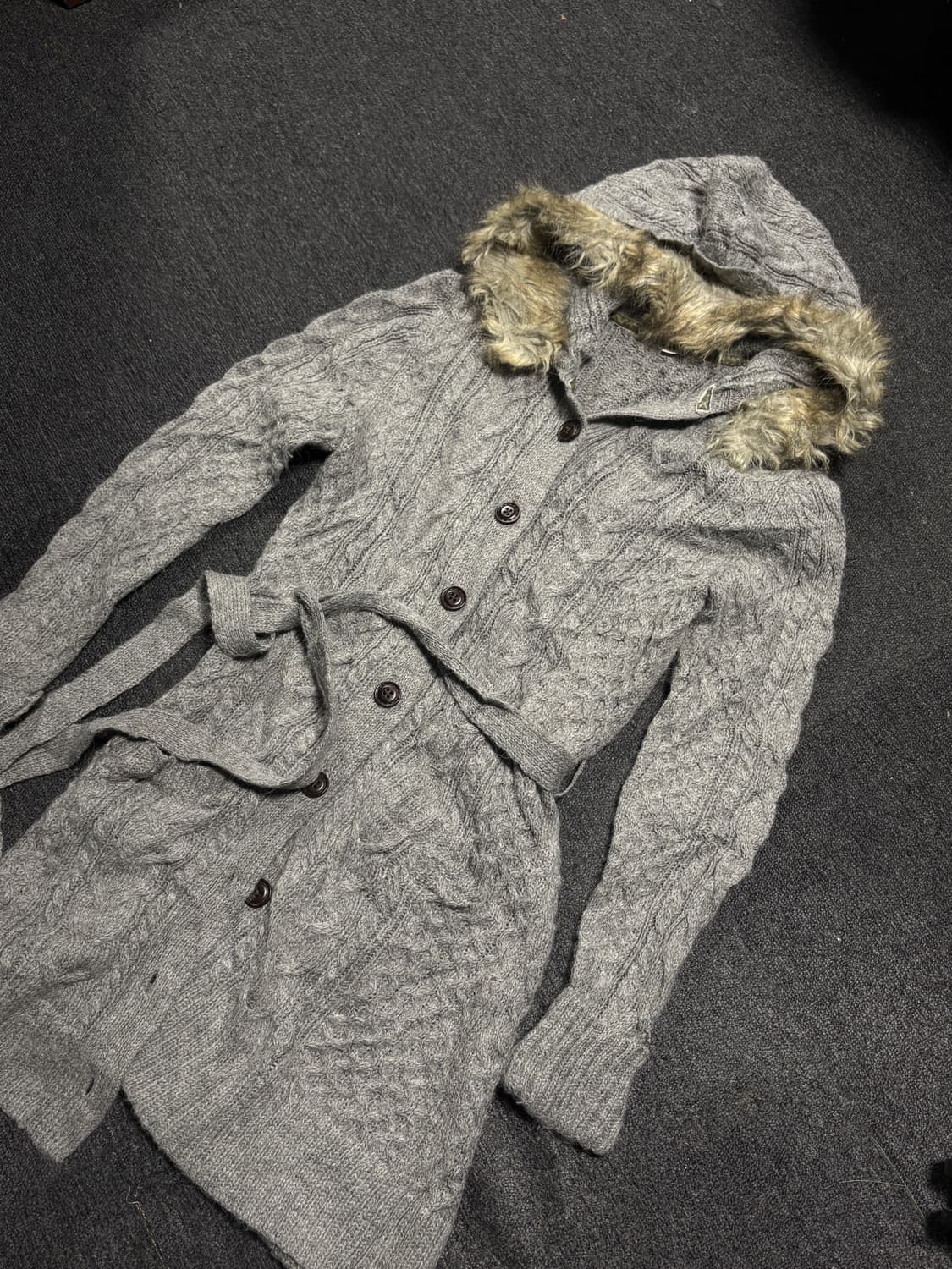 Vintage y2k&Punk Fur hood knit  상품이미지4