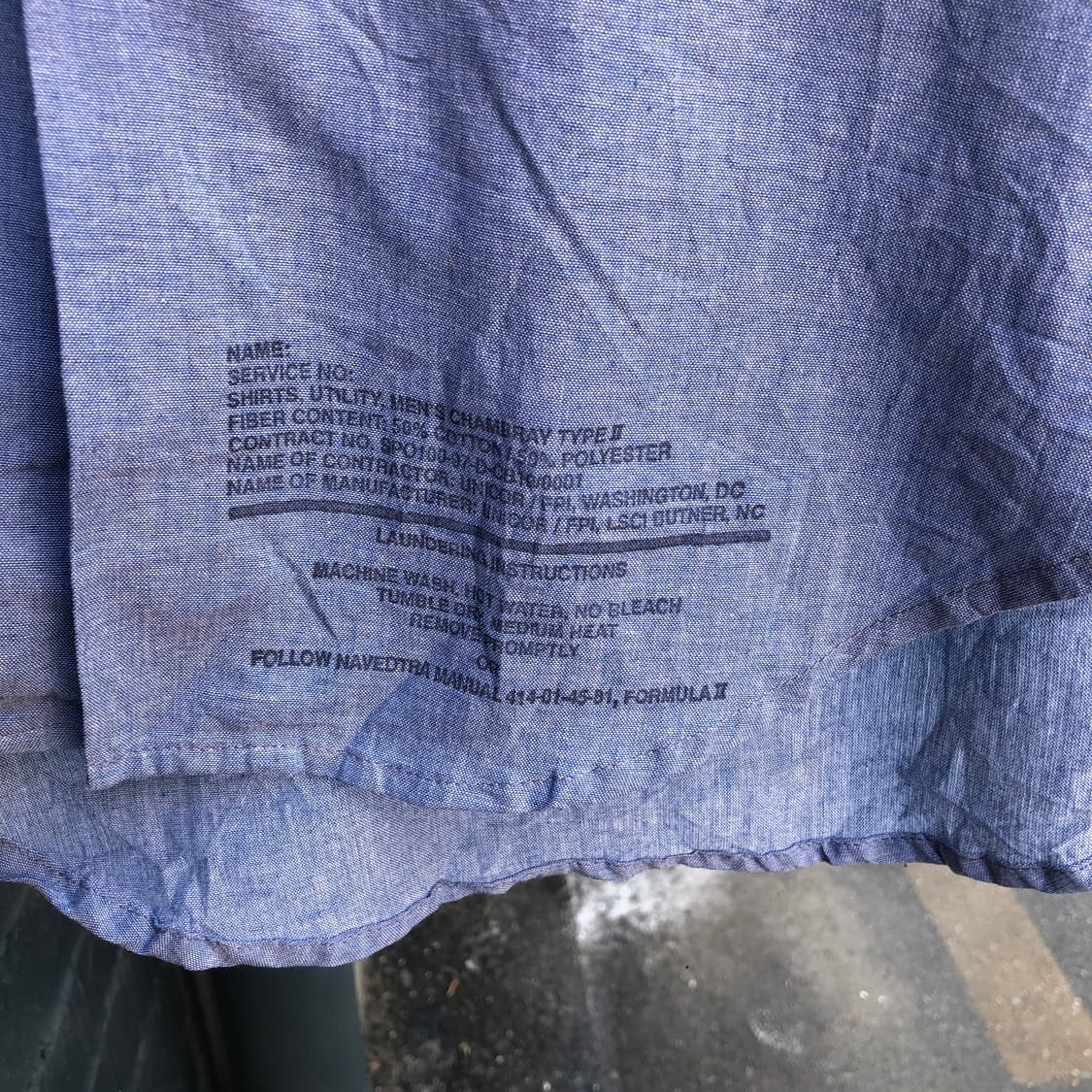 90s USN Chambray Shirt-M 상품이미지4