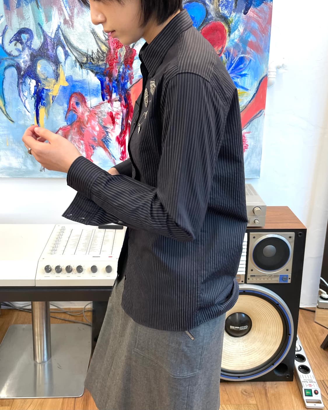 [34] 발망 크리스토프 데카르넹 2011SS 스트라이프 뱃지 셔츠 상품이미지2