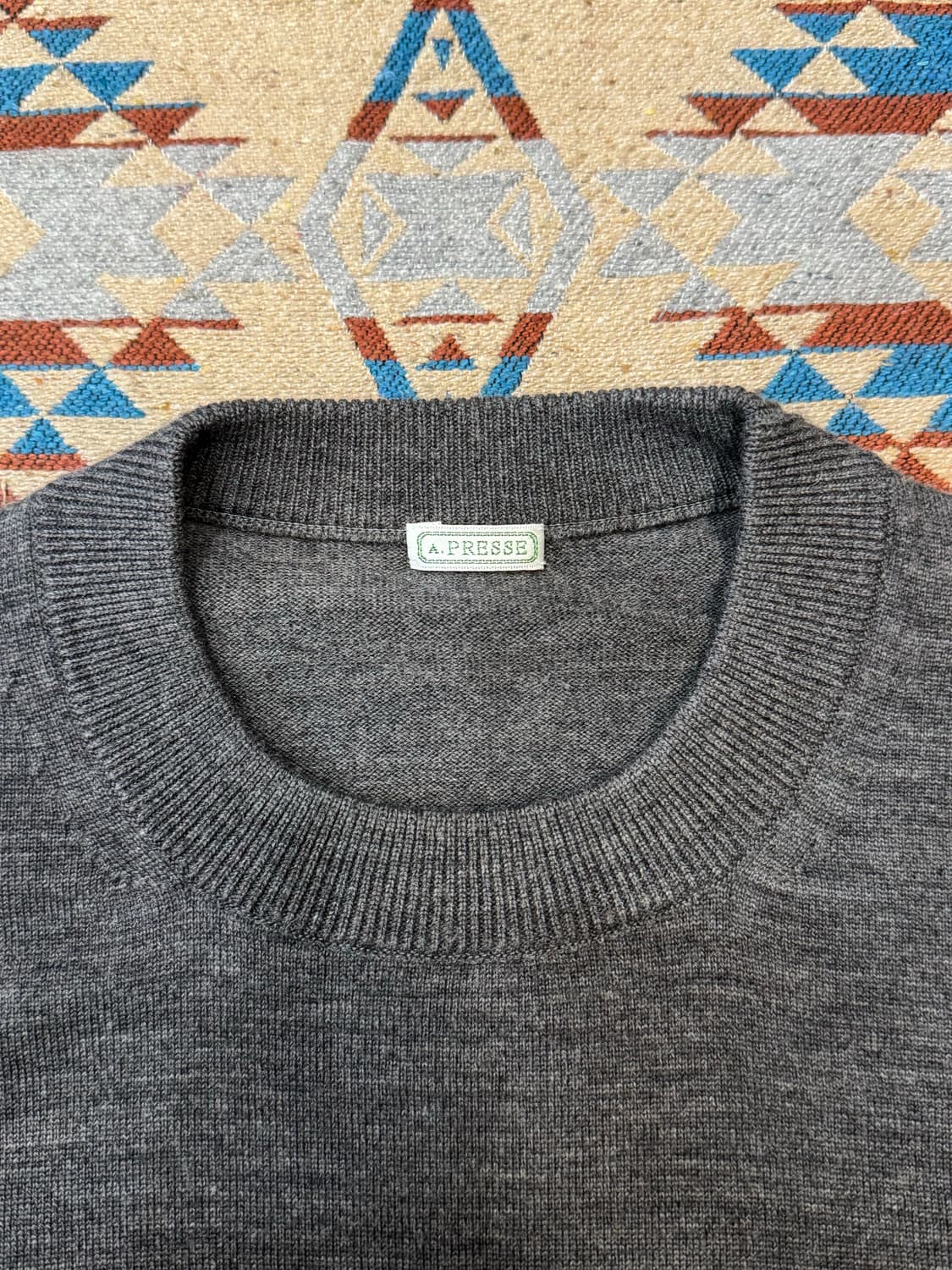 [2][M] 아프레쎄 울 니트 크루넥 스웨터 그레이  상품이미지2