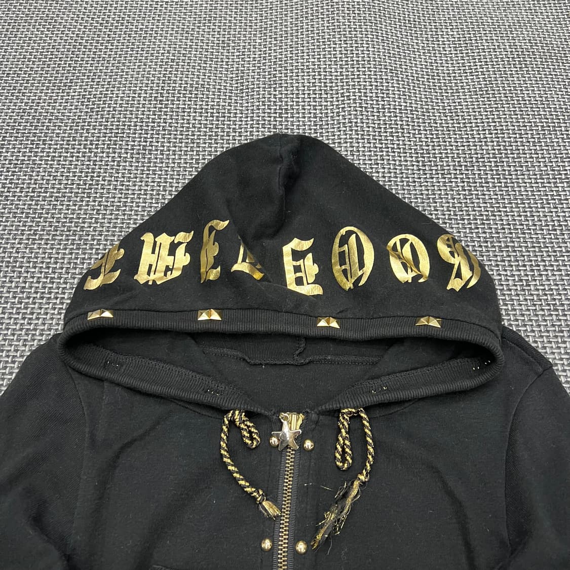 빈티지 펑크 갸루 스터드 롱 후드집업 상품이미지2