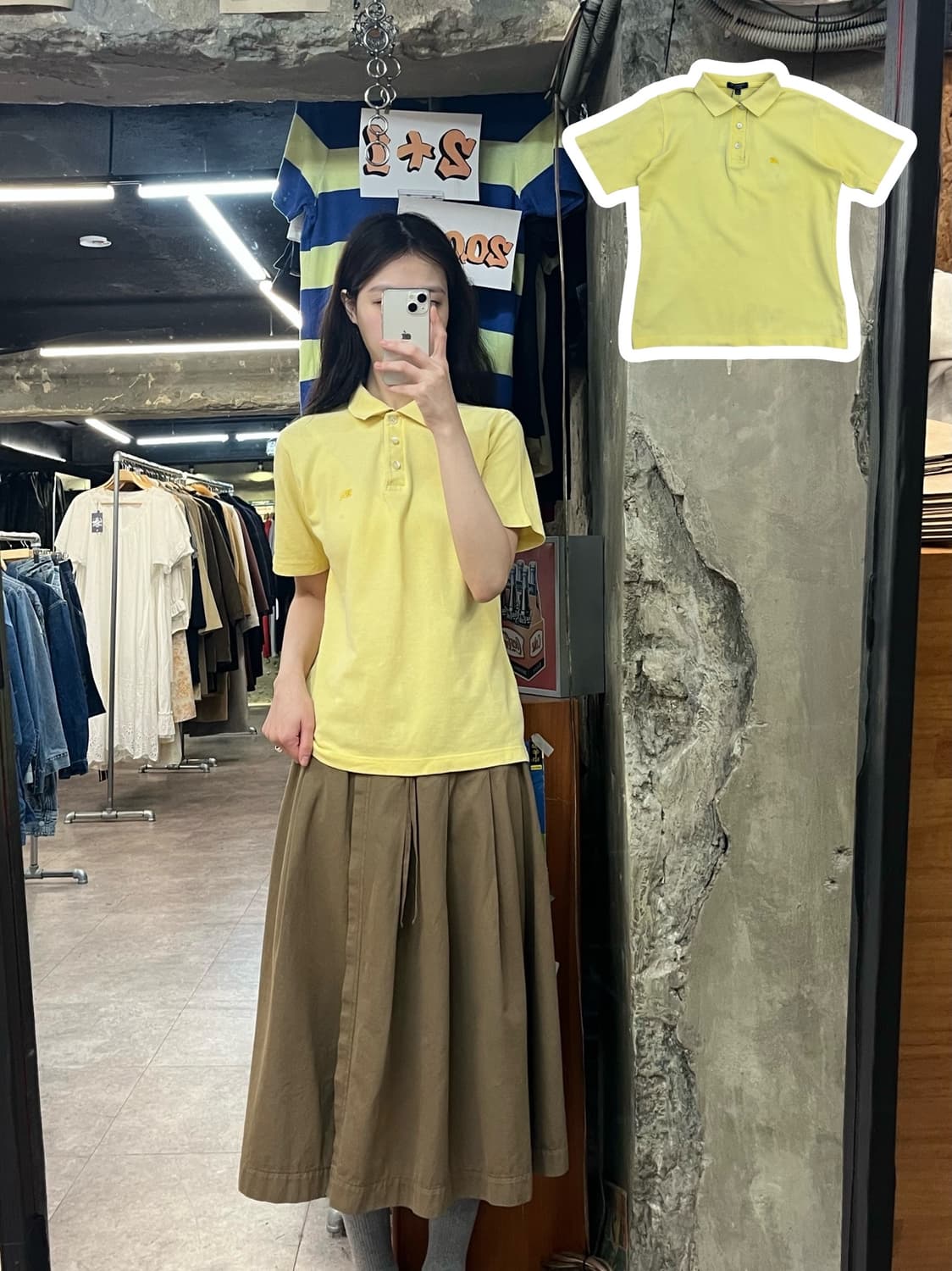 버버리 반팔 카라티 옐로우 S #csz3841 상품이미지1