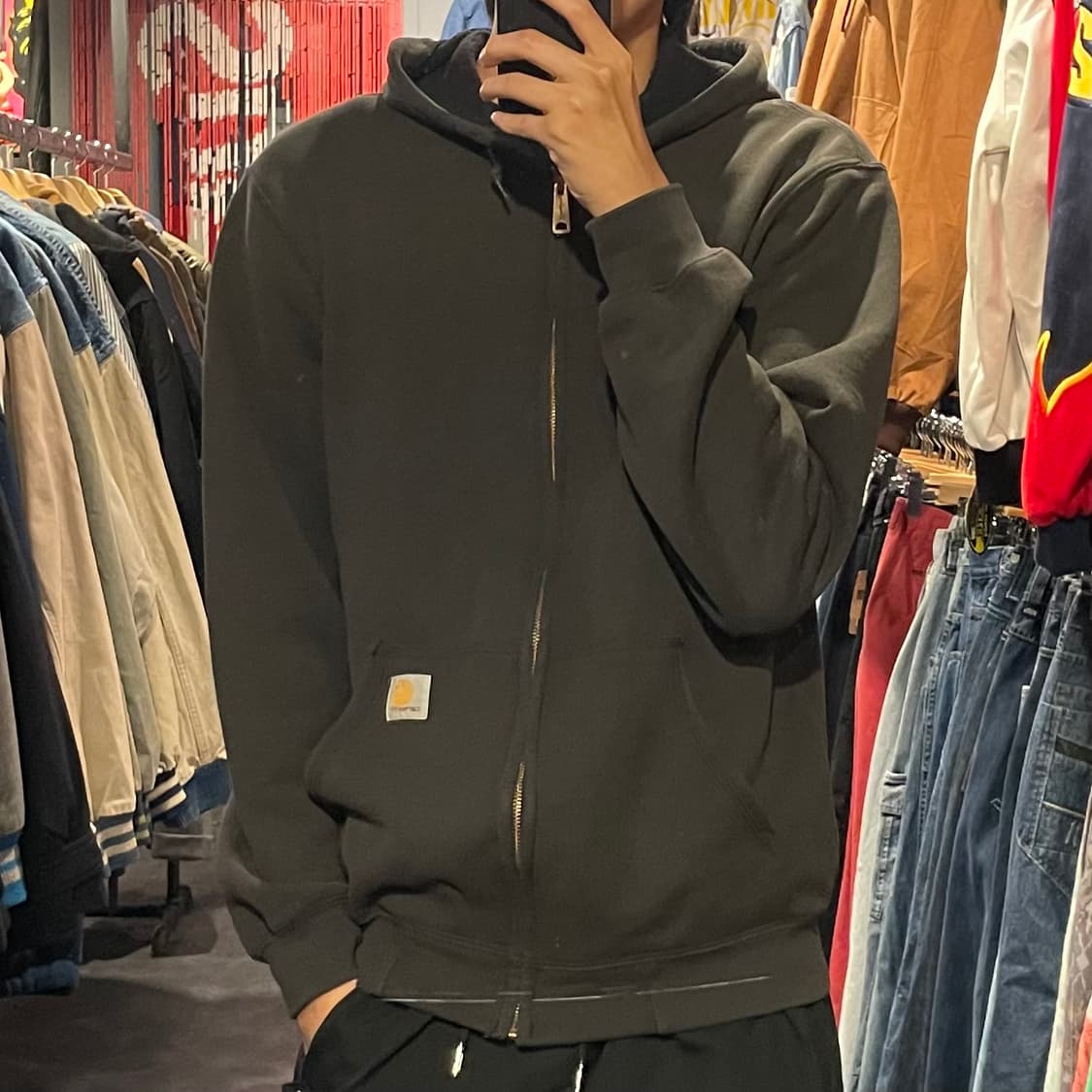 [IM] carhartt 칼하트 블랙 사이드 레터링 후드집업 상품이미지3