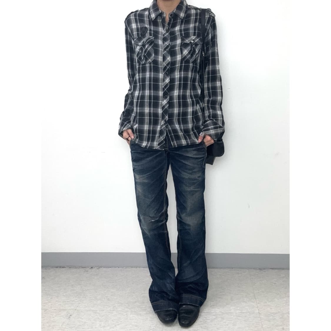 빈티지 펑크 체크 셔츠 상품이미지2