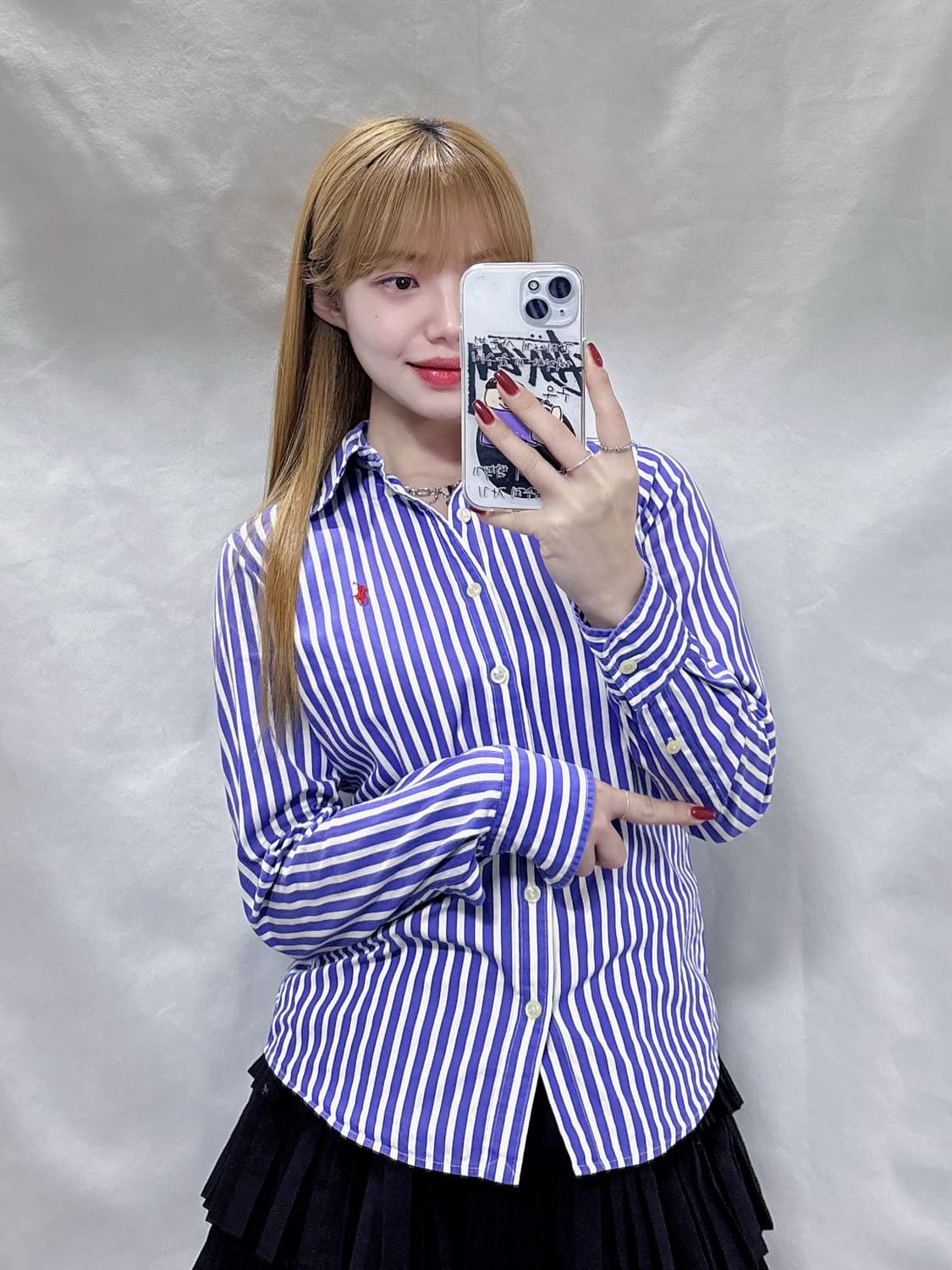 폴로 랄프로렌 딱붙핏 포니 스트라이프 셔츠  상품이미지1