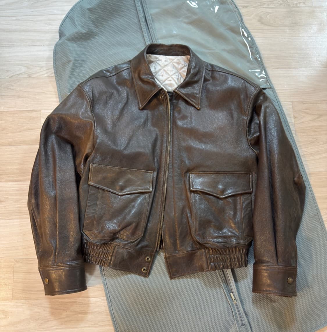 쿠어 우먼 베지터블 레더 A-2 자켓 브라운 상품이미지1