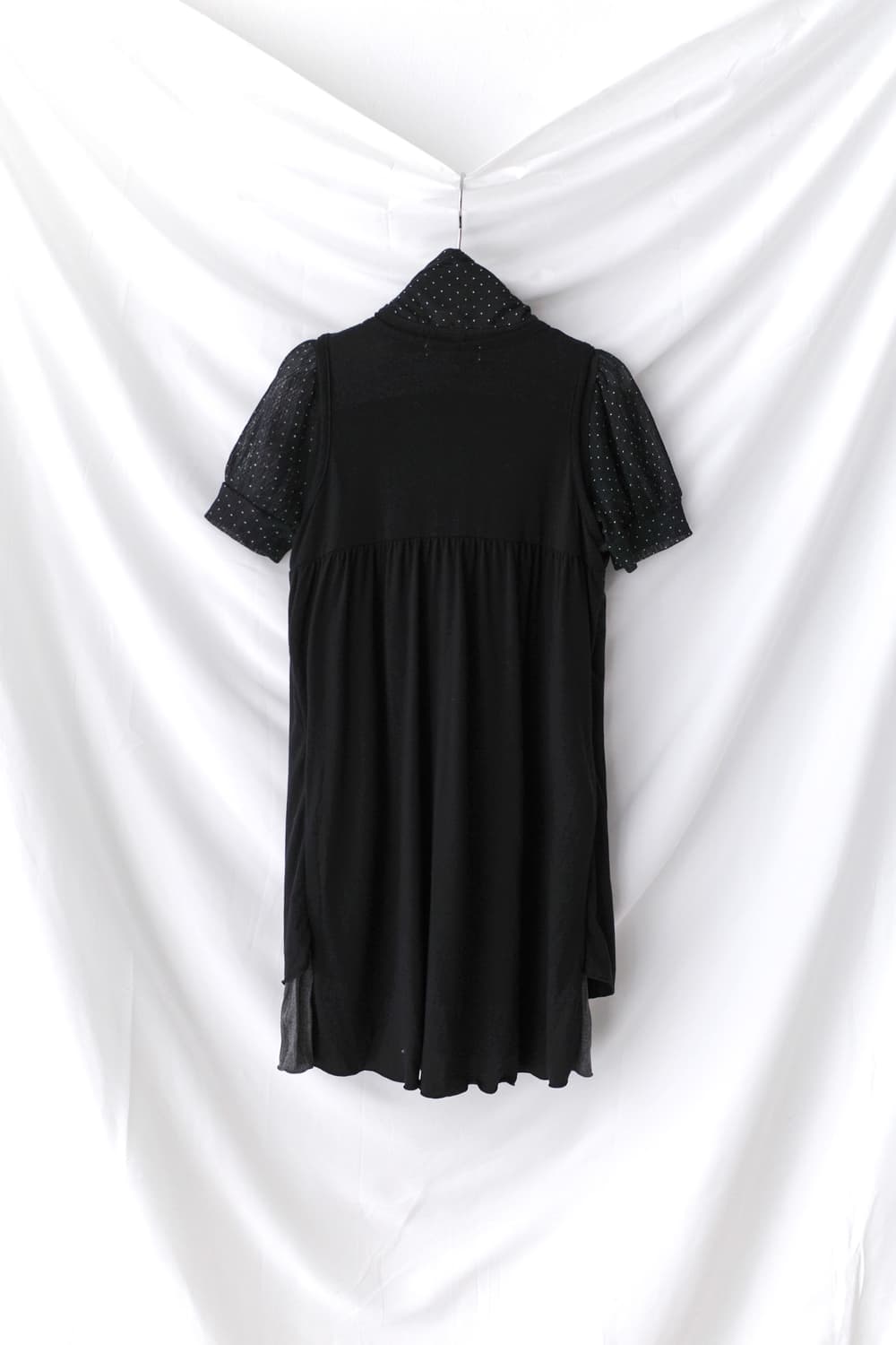 dot tie half T + sleeveless cardigun set 상품이미지4