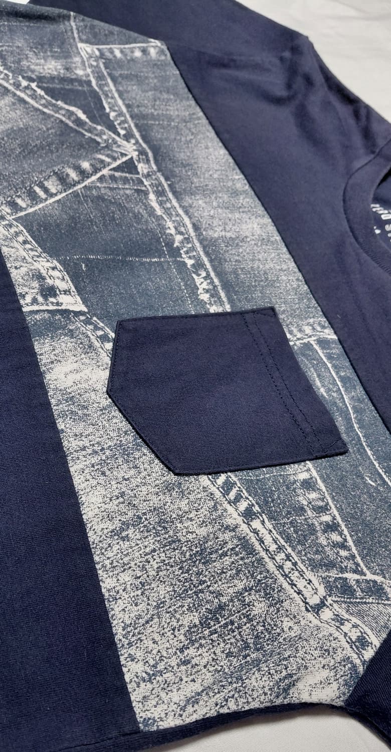 [L] 아웃도어 프로덕츠 제로스테인 데님 패치워크 포켓 티셔츠 (네이비) 상품이미지5