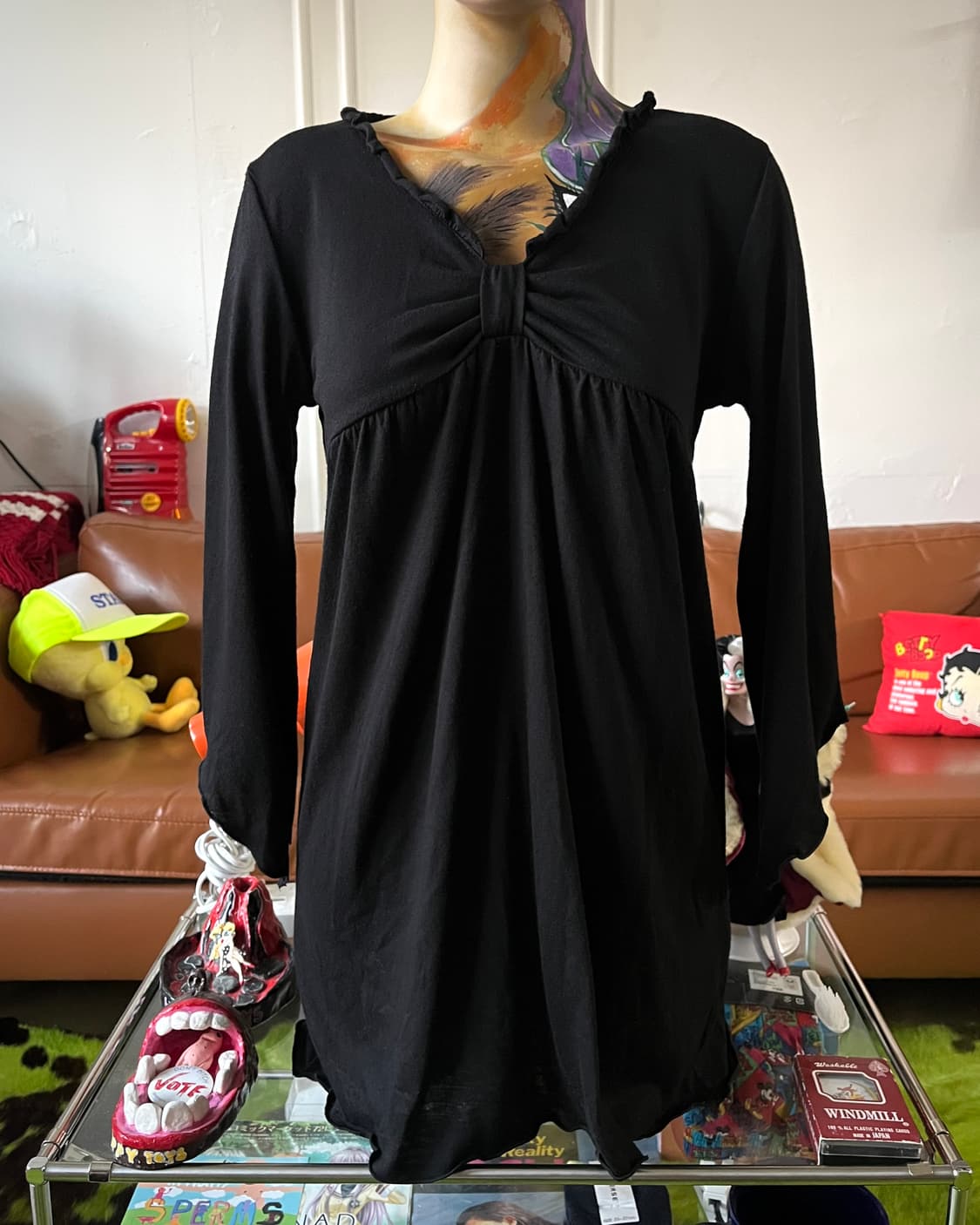 Sweet Rouge Gothic Ribbon Shirring Top 상품이미지2