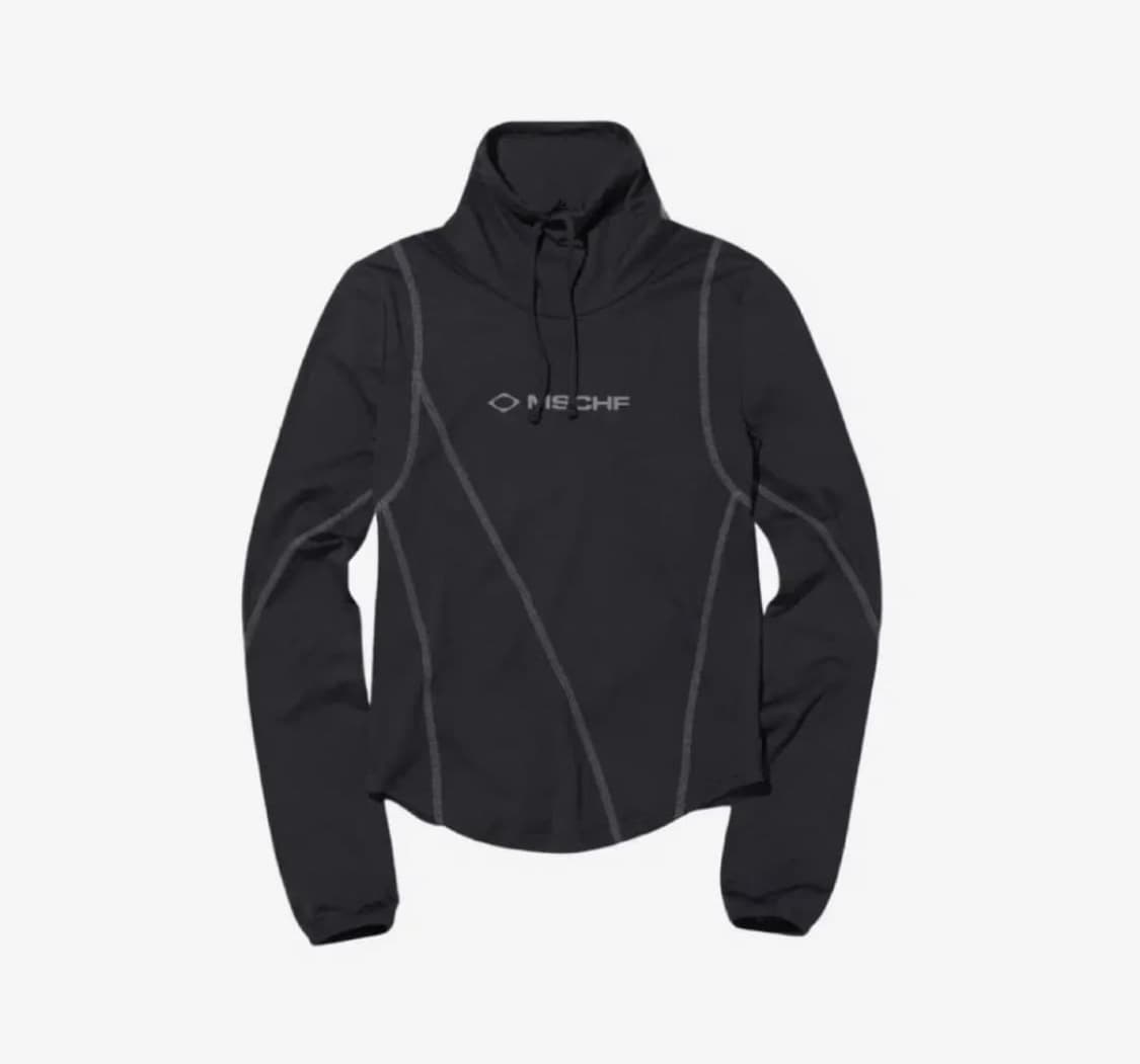 미스치프 드레이프 터틀넥 탑 블랙  상품이미지1