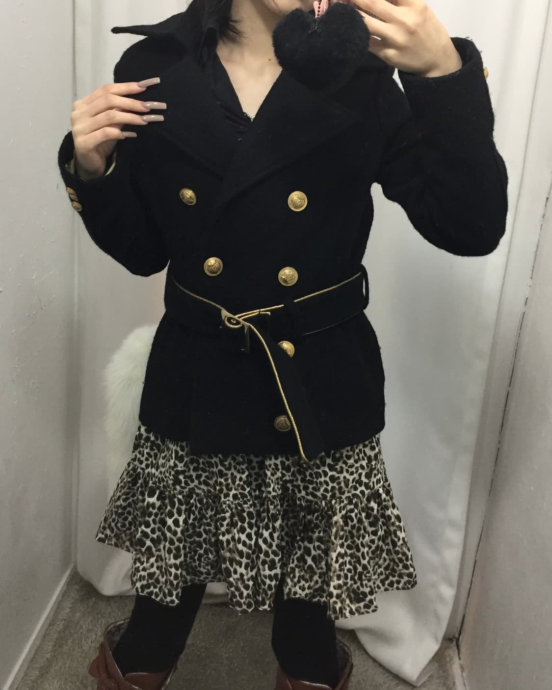 갸루 금장 버튼 코트 코디 🍩 상품이미지1