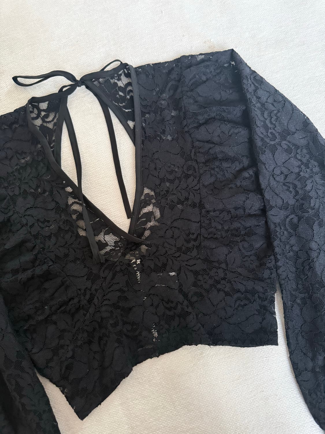 빈티지 블랙 레이스 스트랩 볼레로 블라우스 상품이미지3