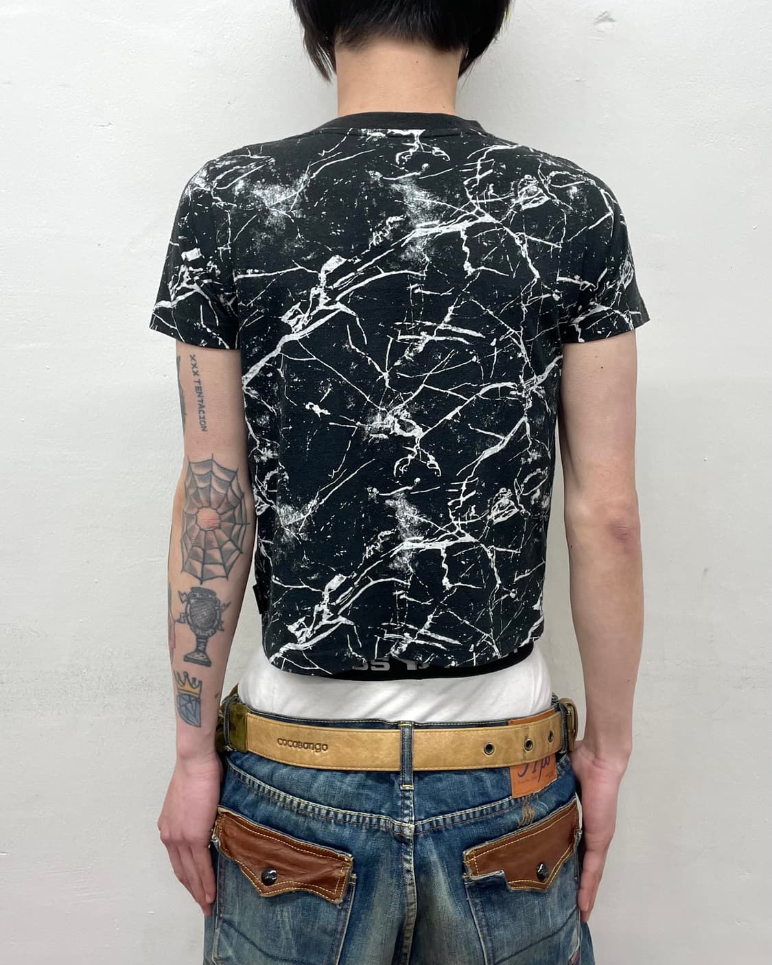 Glossy Silver Skull Crop Tee 상품이미지2