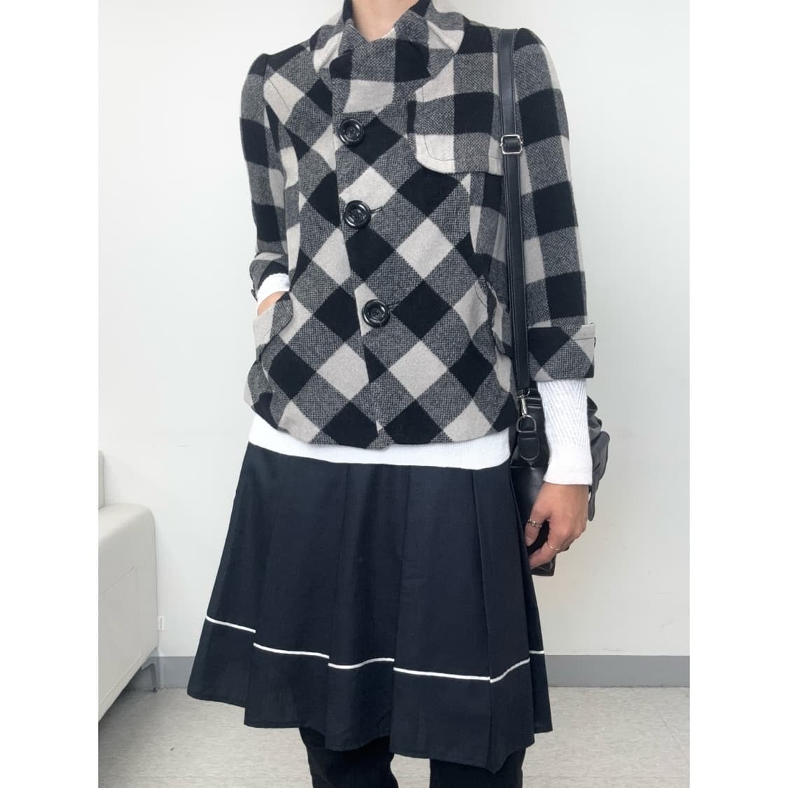 빈티지 네이비 플리츠 스커트 상품이미지2