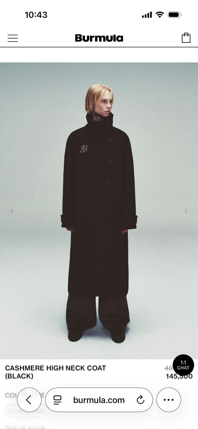 Burmula CASHMERE HIGH NECK COAT(BLACK) 상품이미지7