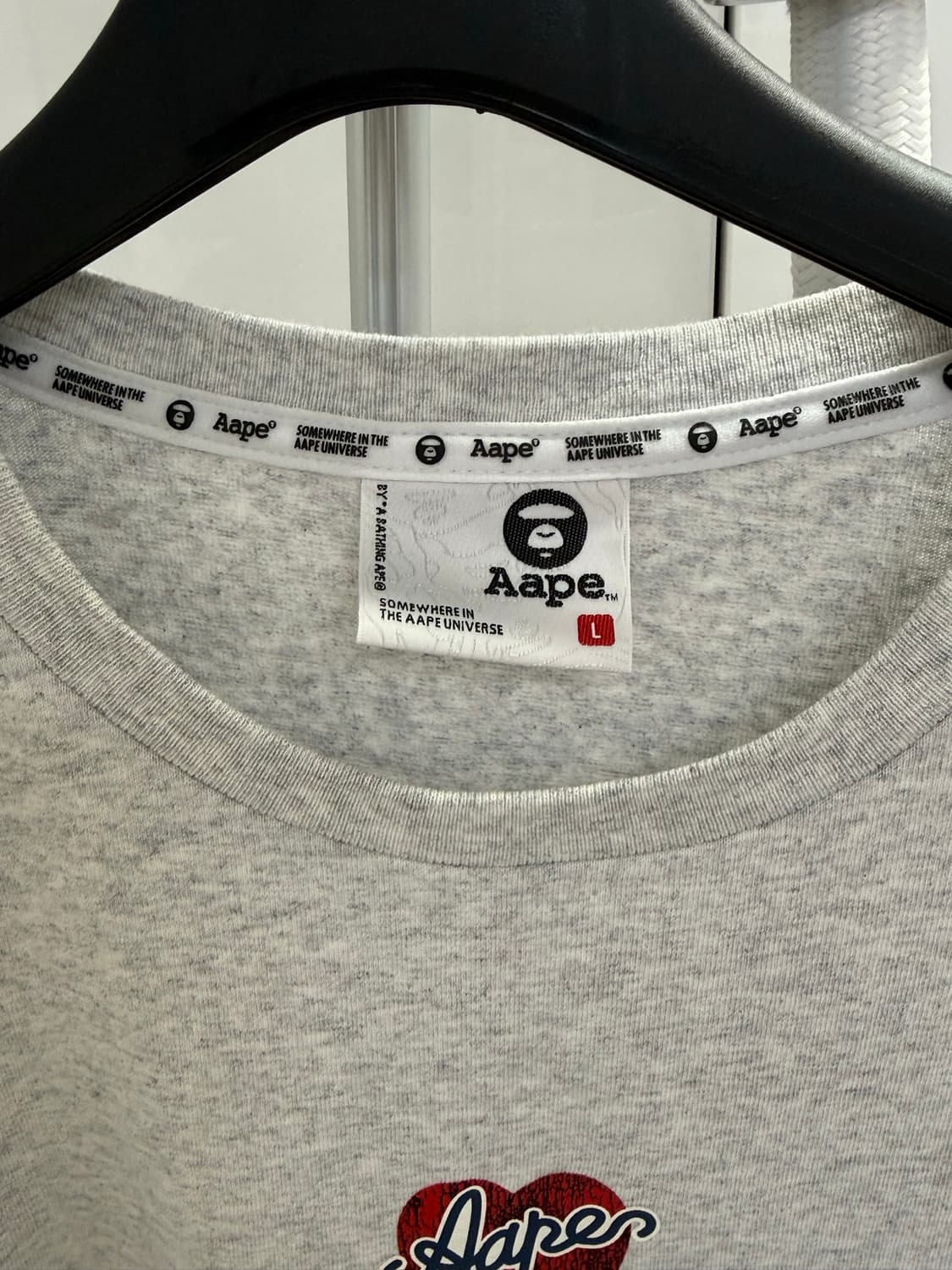 Aape 하트 로고 반팔티 그레이 상품이미지7
