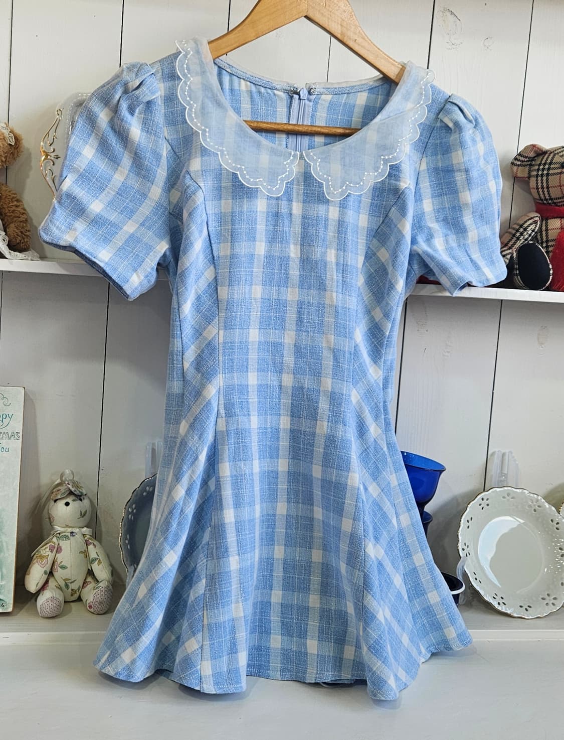 (Secret Honey) 체크 리본 플레어 튜닉원피스 상품이미지2